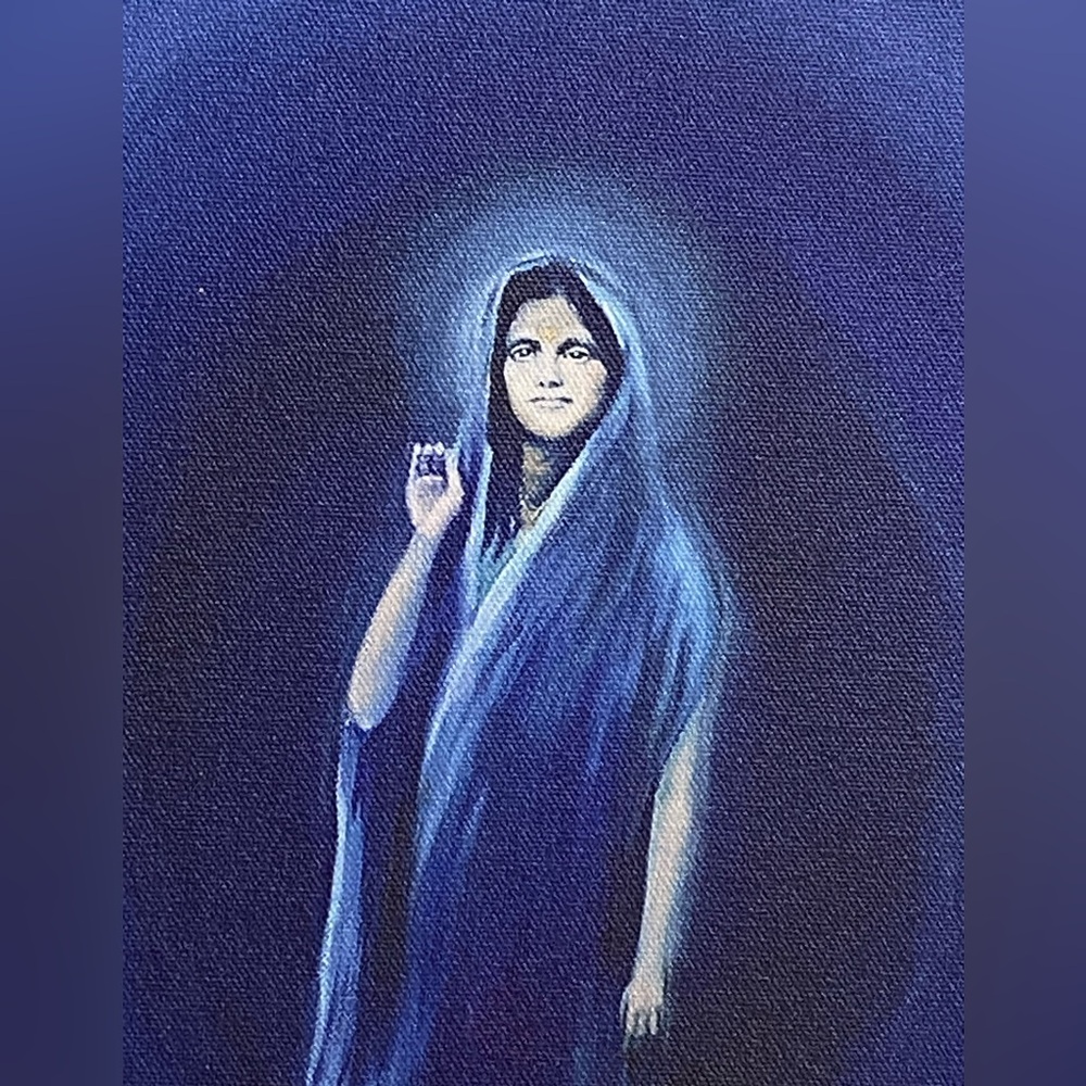 🌸 Sri Anandamayi Ma Original Meditation Art Canvas Painting Yoga - Picture 10 of 11